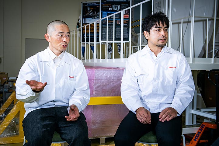 Fukuma (left) and Haryu (right) were stunned by the fact that they became involved in space development.