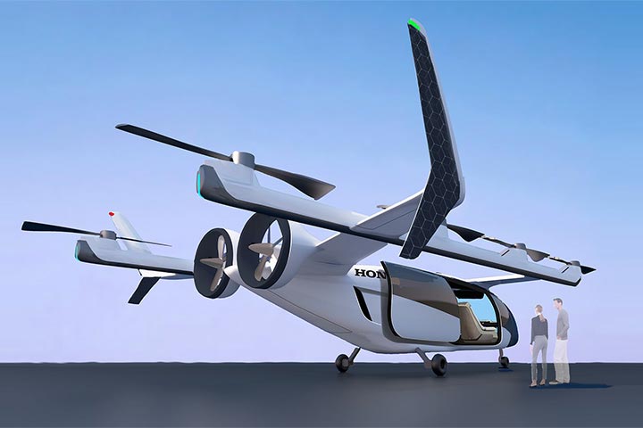 Honda eVTOLは、従来の空のモビリティに対して安全性や利便性、静粛性に優れ、空の移動を身近にする電動垂直離着陸機